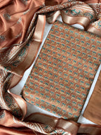 Brown Tussar Unstitched Suit