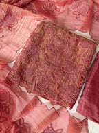 Pink shimmer crush unstitched suit