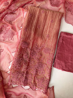 Pink shimmer crush unstitched suit