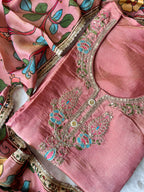 Blush Bloom Tissue Silk Unstitched Suit