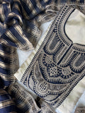 Midnight Bloom Tissue Silk Unstitched  Suit