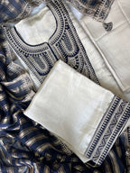 Midnight Bloom Tissue Silk Unstitched  Suit