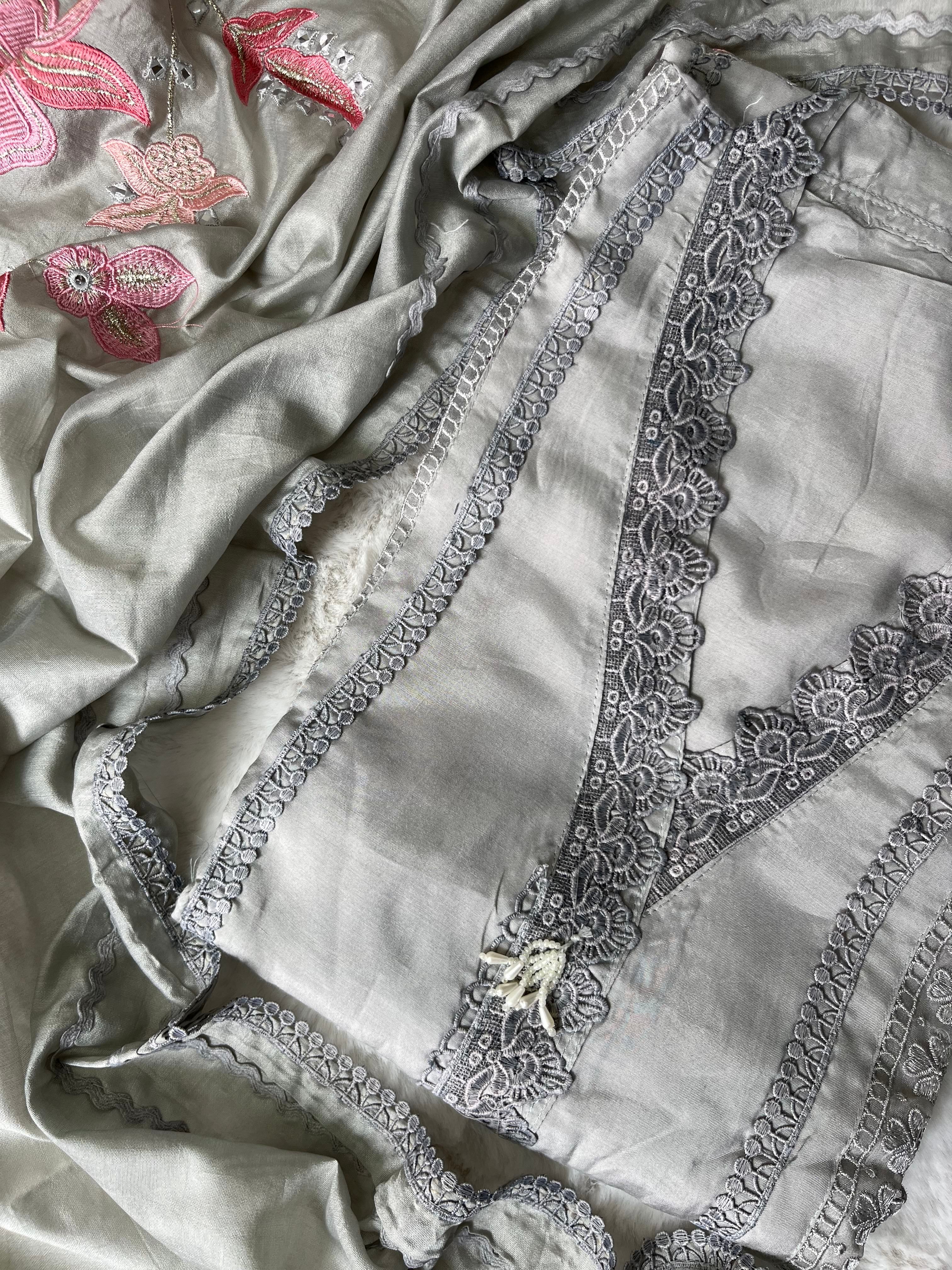 Mist Grey Modal Unstitched Suit