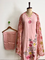 Blush pink Mul Chanderi suit