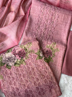 Floral Shimmer Tissue Silk Unstitched Suit