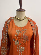 Rust Muslin Silk Suit