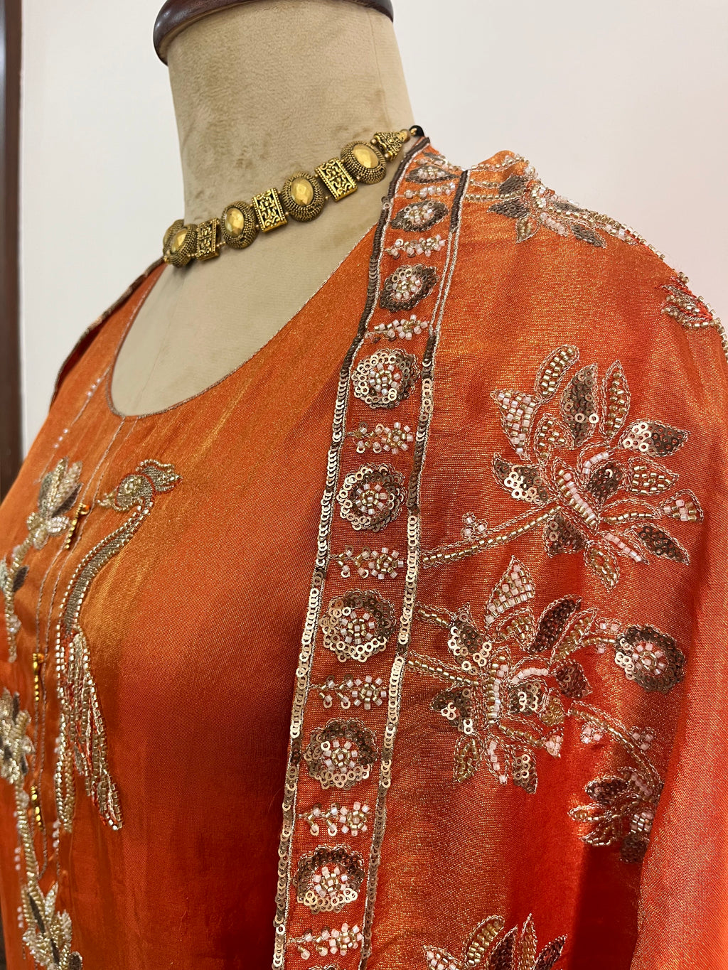 Rust Muslin Silk Suit