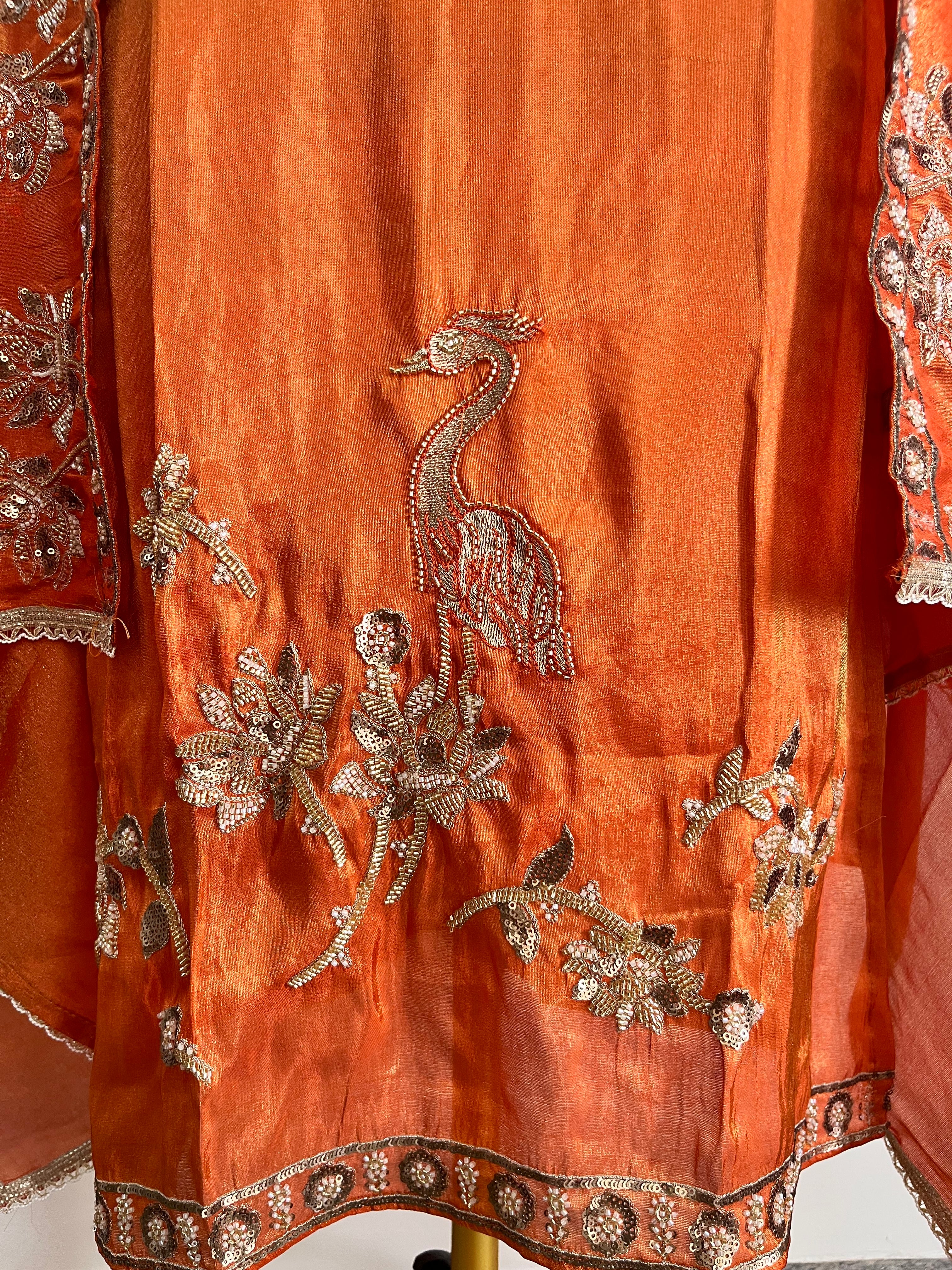 Rust Muslin Silk Suit