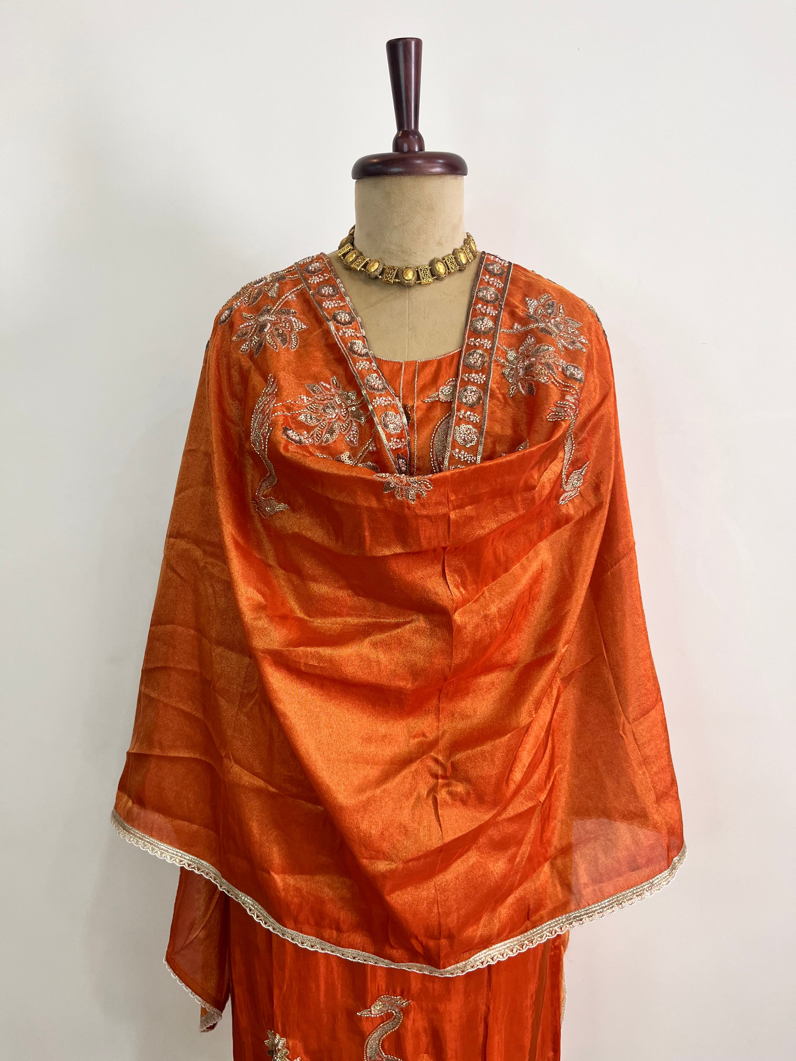 Rust Muslin Silk Suit