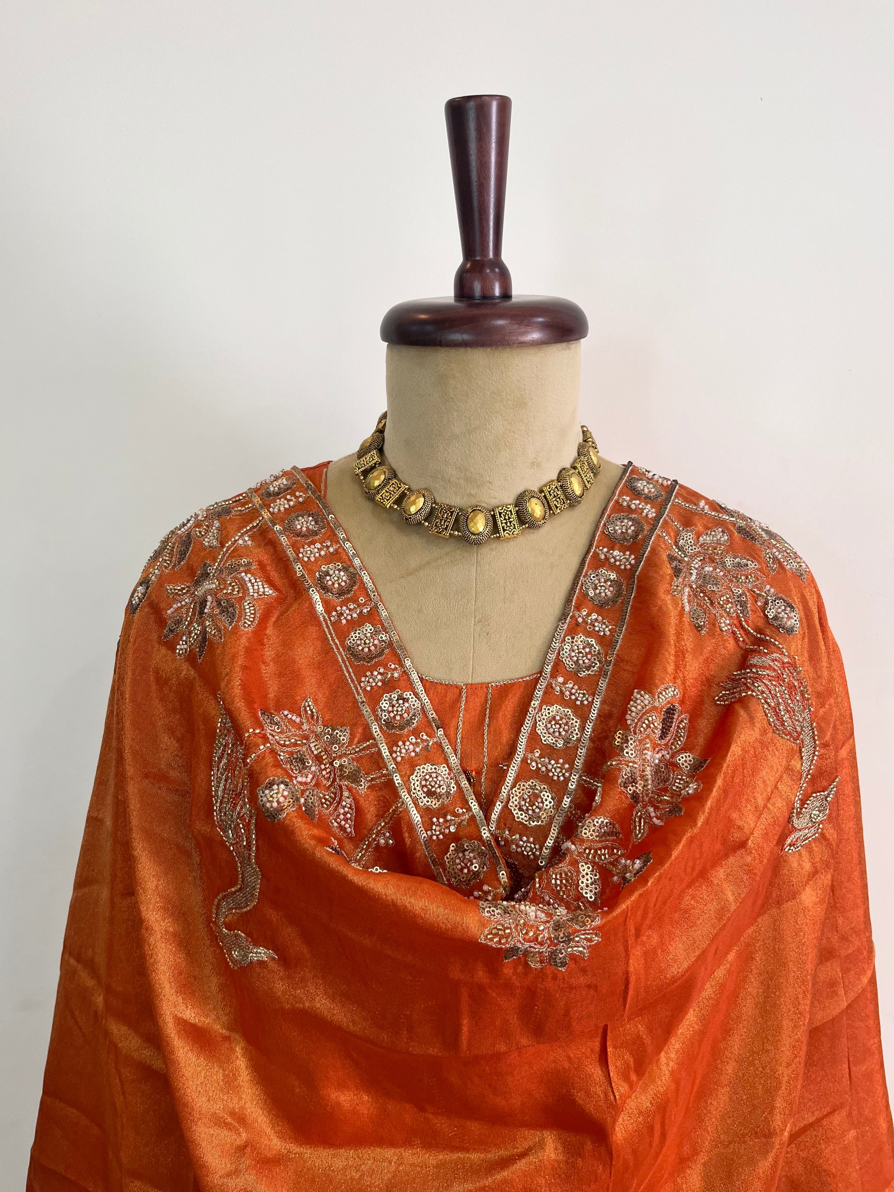 Rust Muslin Silk Suit