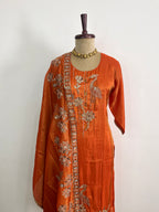Rust Muslin Silk Suit