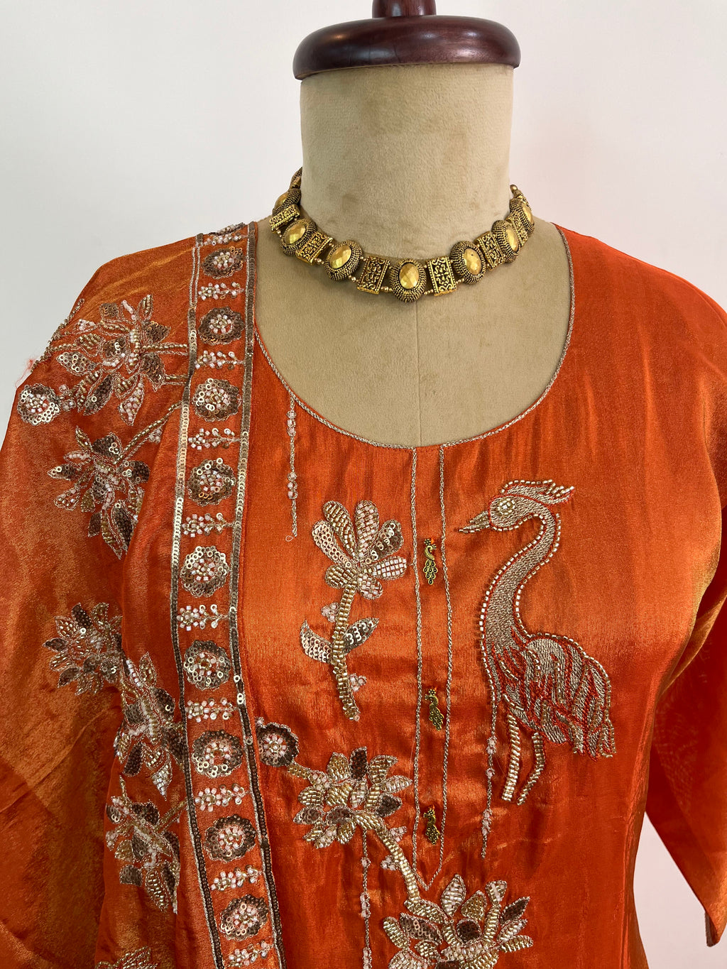 Rust Muslin Silk Suit