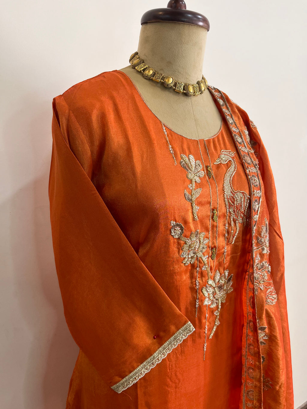 Rust Muslin Silk Suit