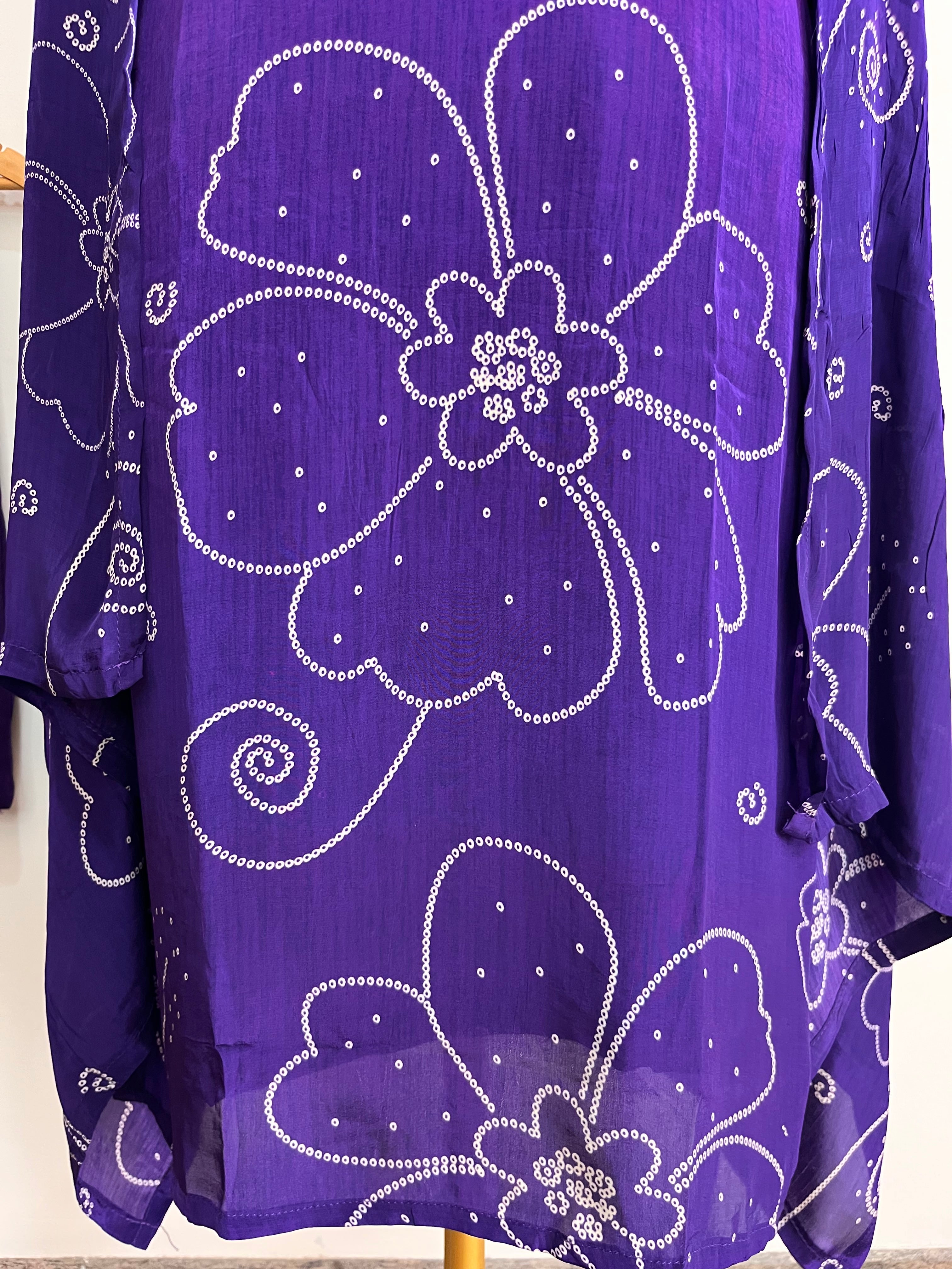 Violet Bloom Embroidered Suit Set