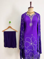 Violet Bloom Embroidered Suit Set
