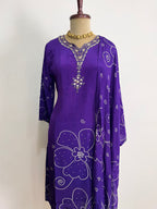 Violet Bloom Embroidered Suit Set