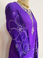Violet Bloom Embroidered Suit Set