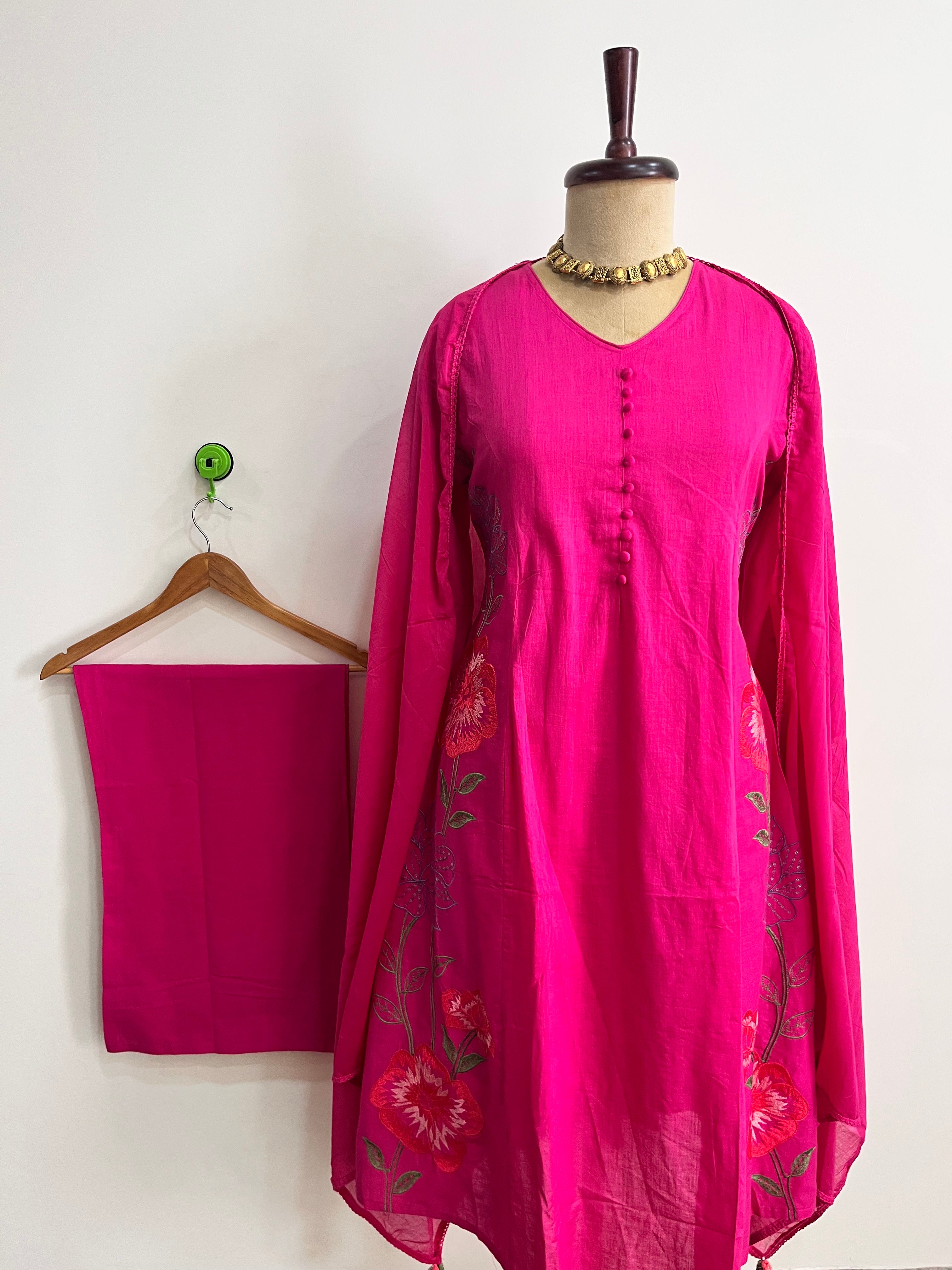 Pink Mul Cotton Suit