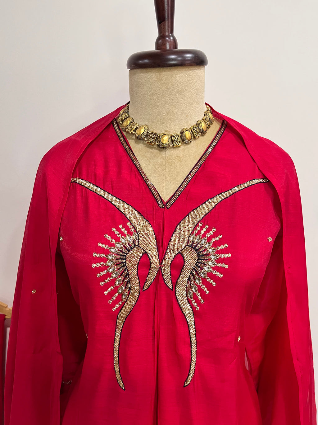 Butterfly Pink Mul Chanderi Suit