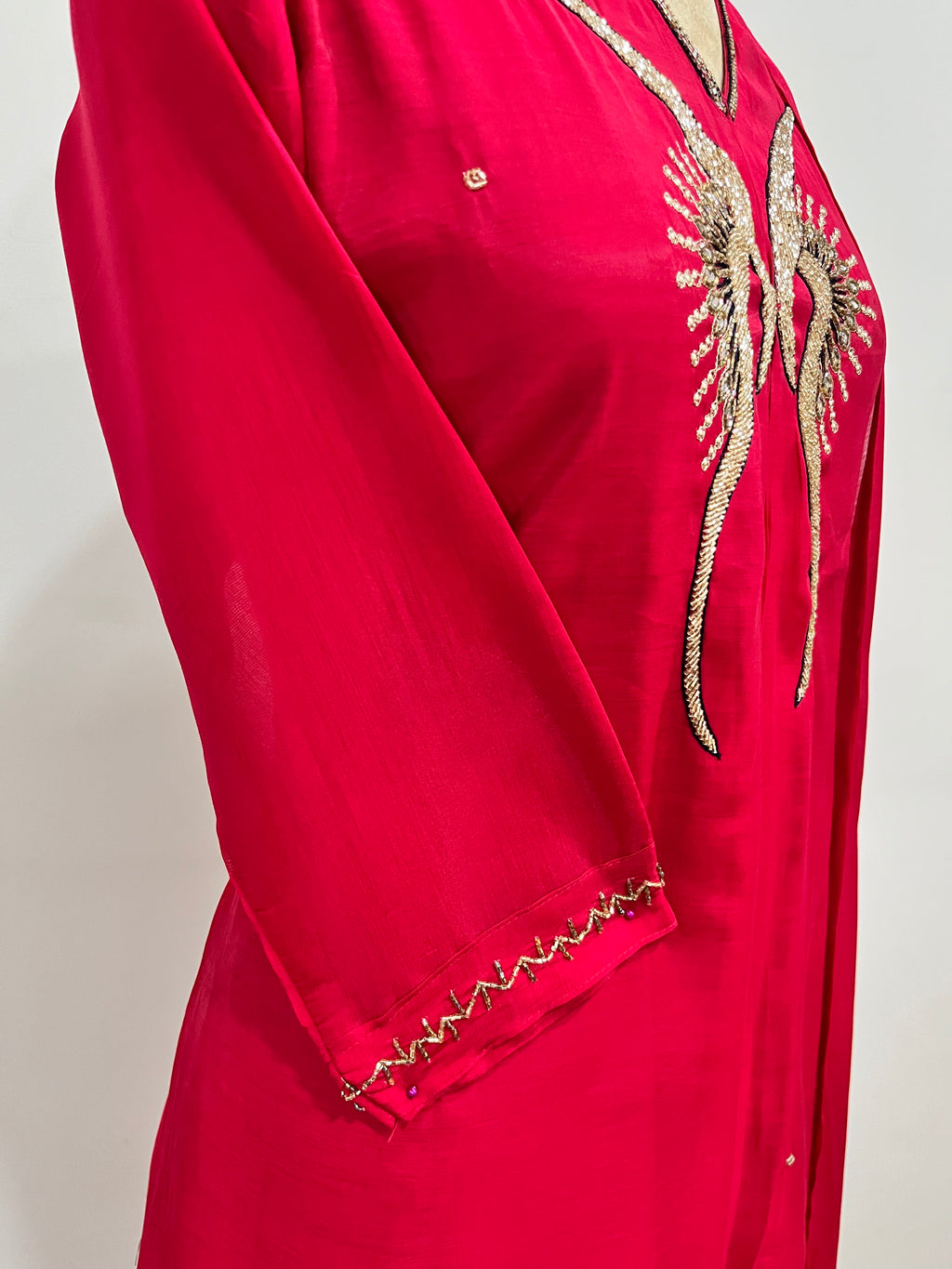 Butterfly Pink Mul Chanderi Suit