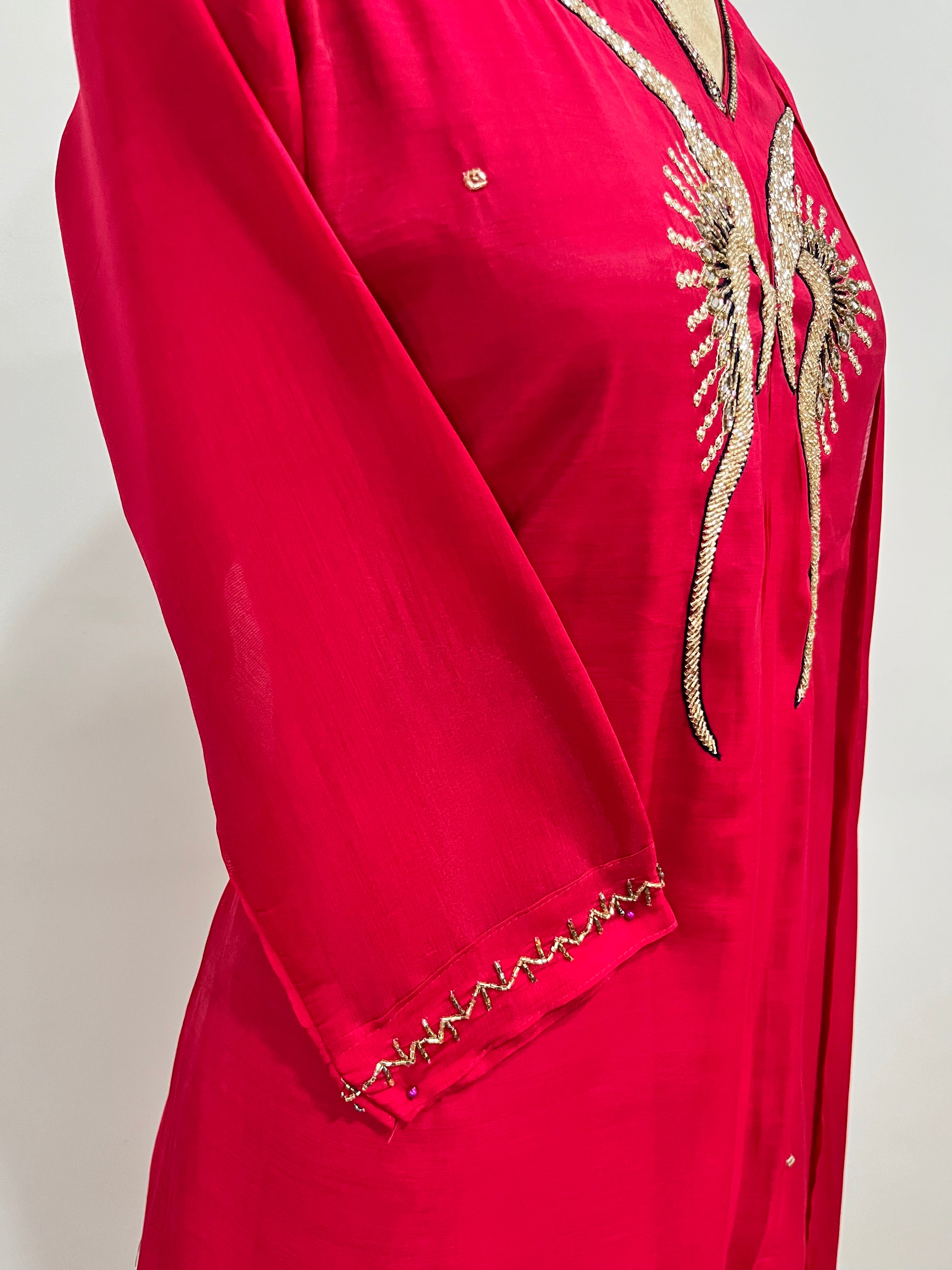 Butterfly Pink Mul Chanderi Suit
