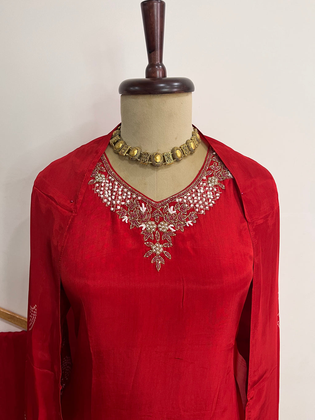 Chilli Red Muslin 3-Piece Suit