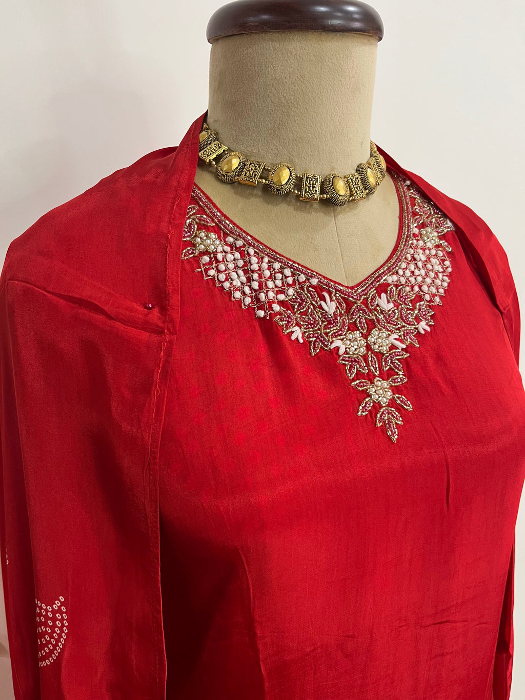 Chilli Red Muslin 3-Piece Suit