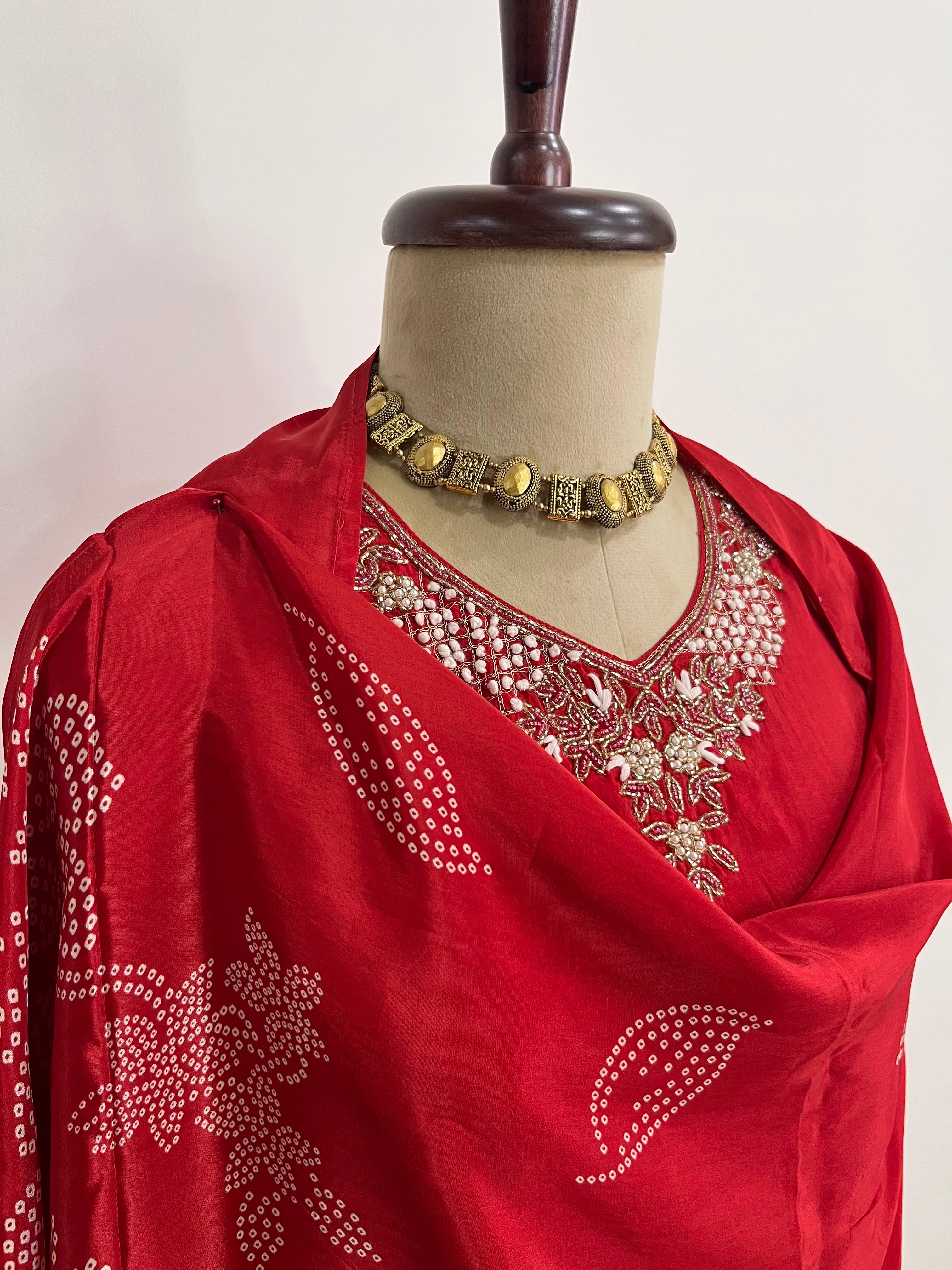 Chilli Red Muslin 3-Piece Suit