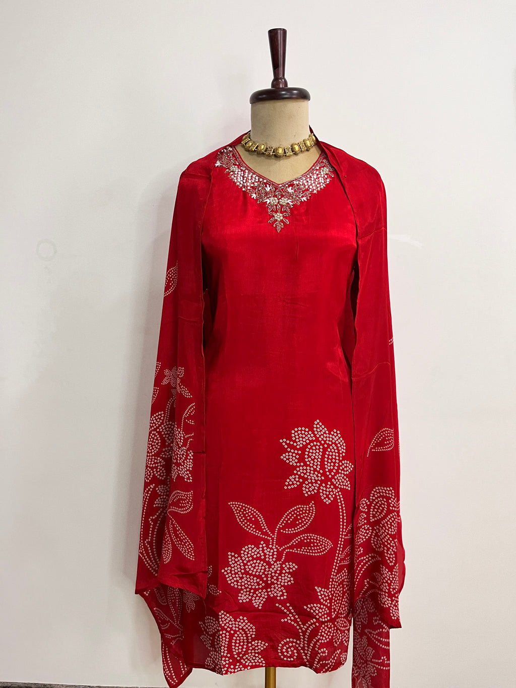 Chilli Red Muslin 3-Piece Suit