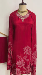 Chilli Red Muslin 3-Piece Suit
