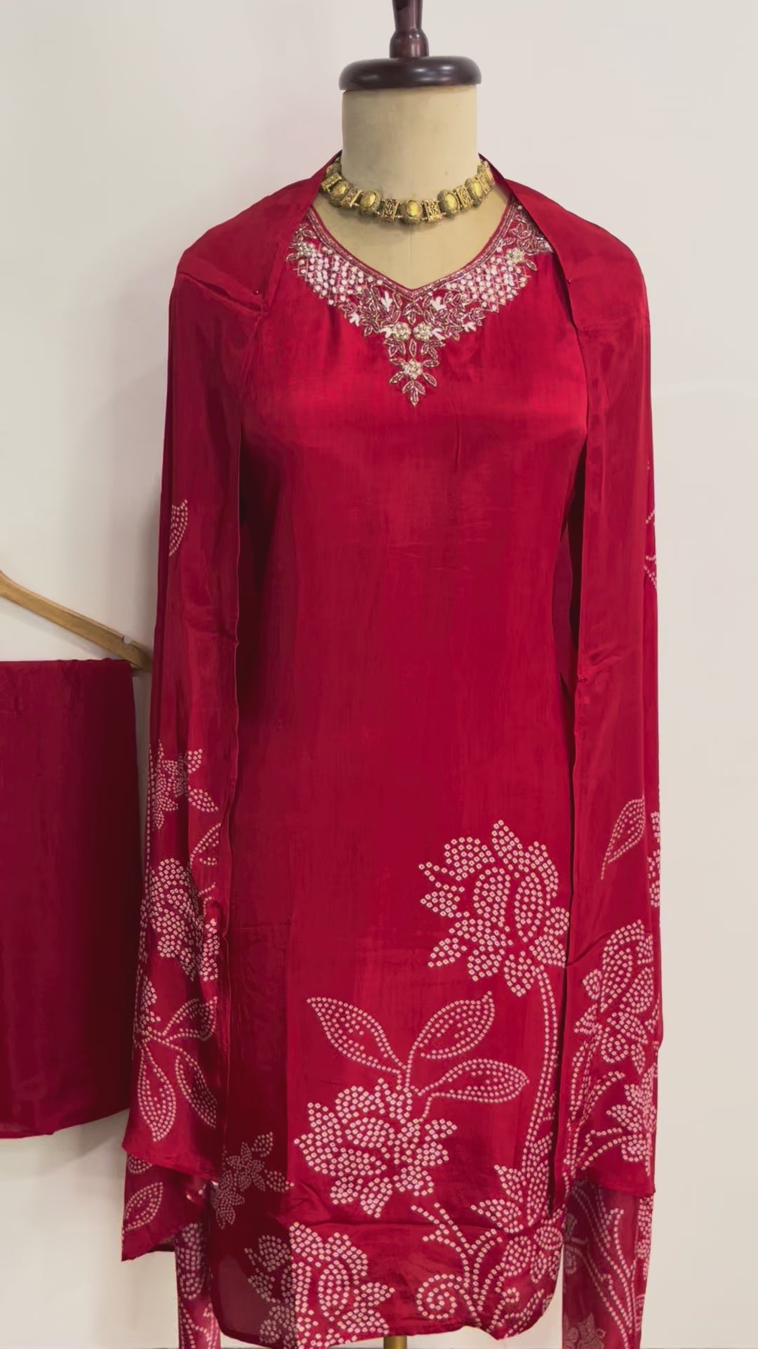 Chilli Red Muslin 3-Piece Suit
