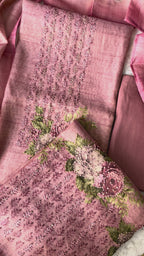 Floral Shimmer Tissue Silk Unstitched Suit