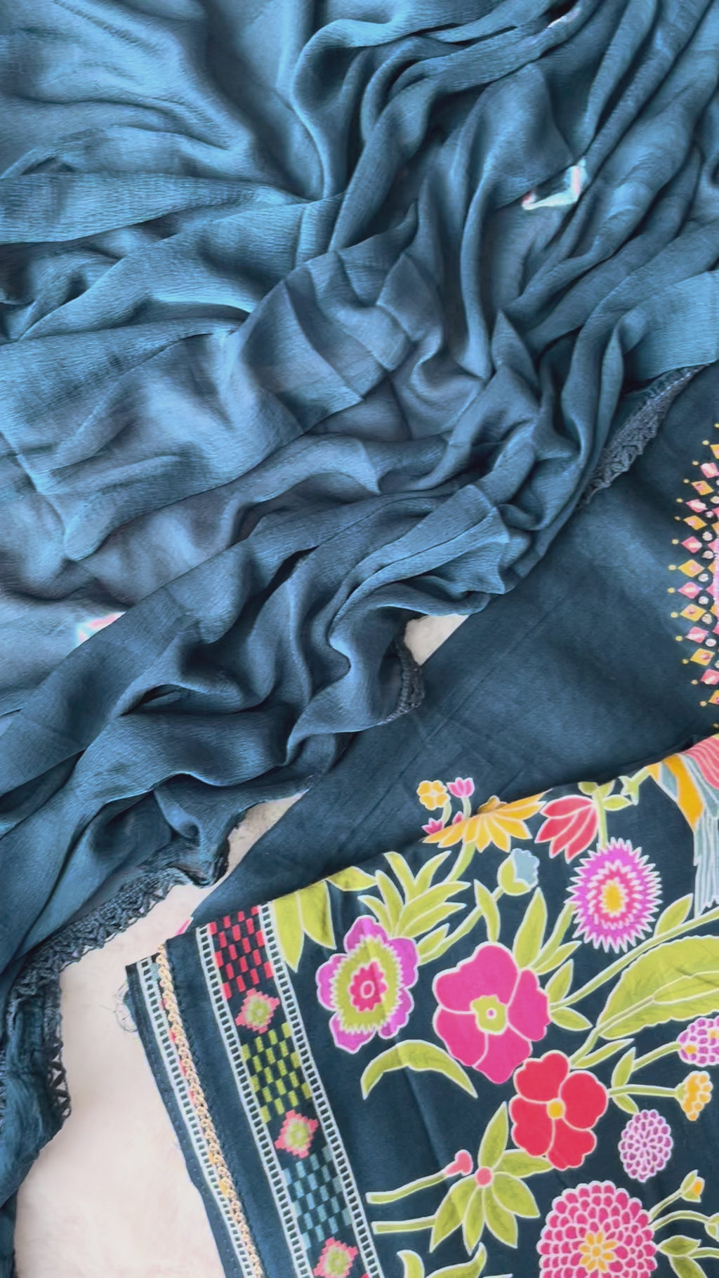 Sapphire Bloom Unstitched Modal Suit