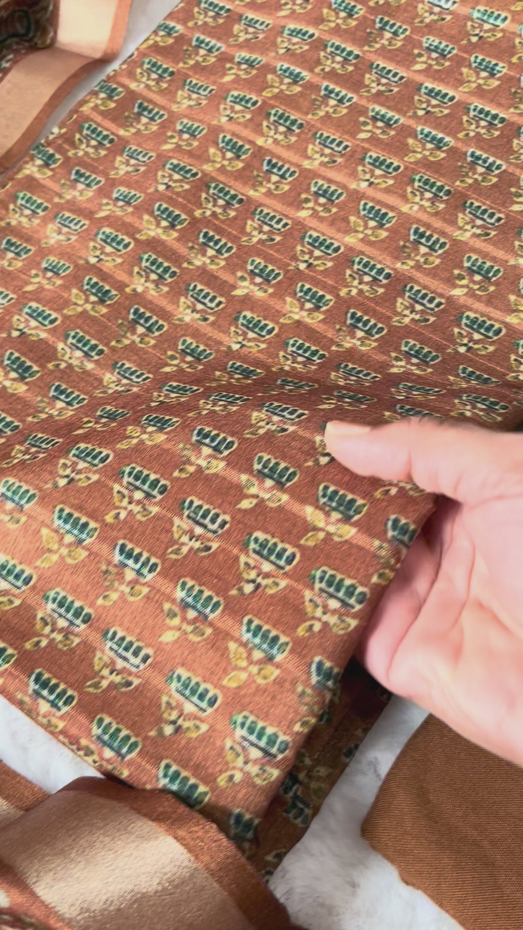 Brown Tussar Unstitched Suit