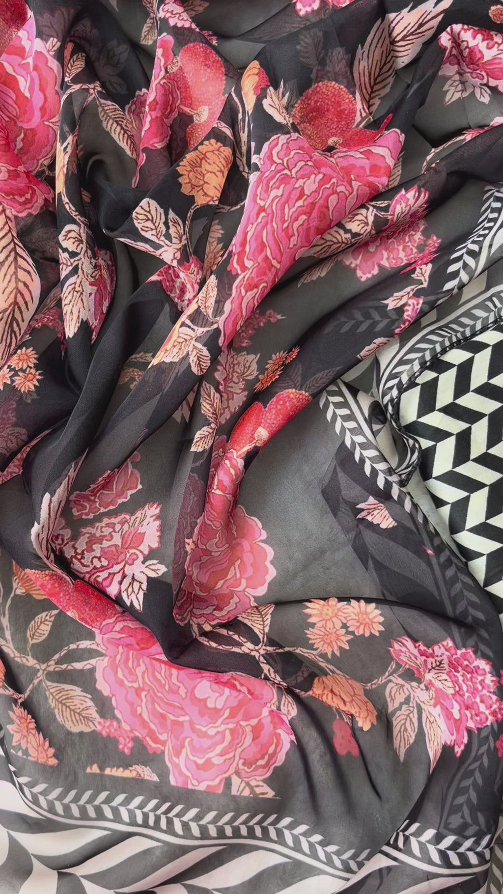 Midnight Chevron Modal Unstitched Suit