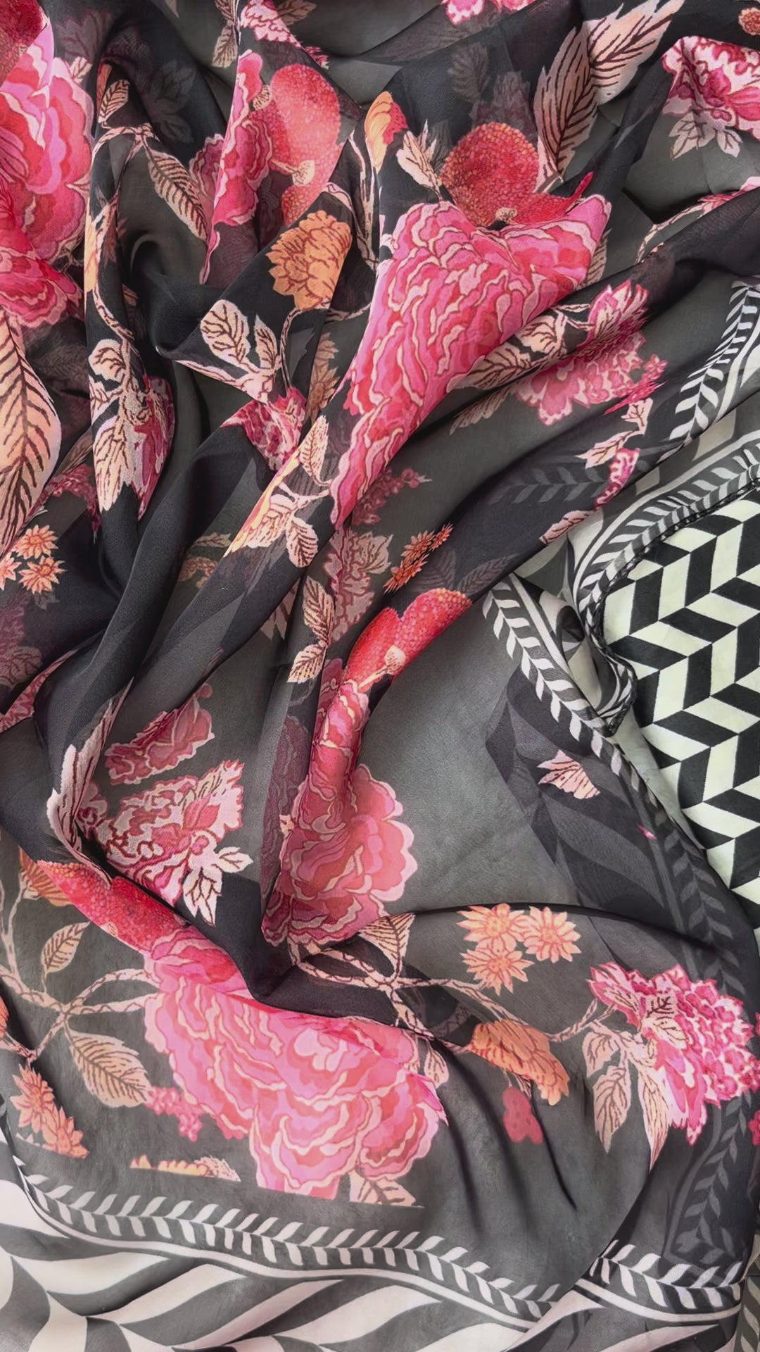 Midnight Chevron Modal Unstitched Suit
