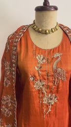 Rust Muslin Silk Suit