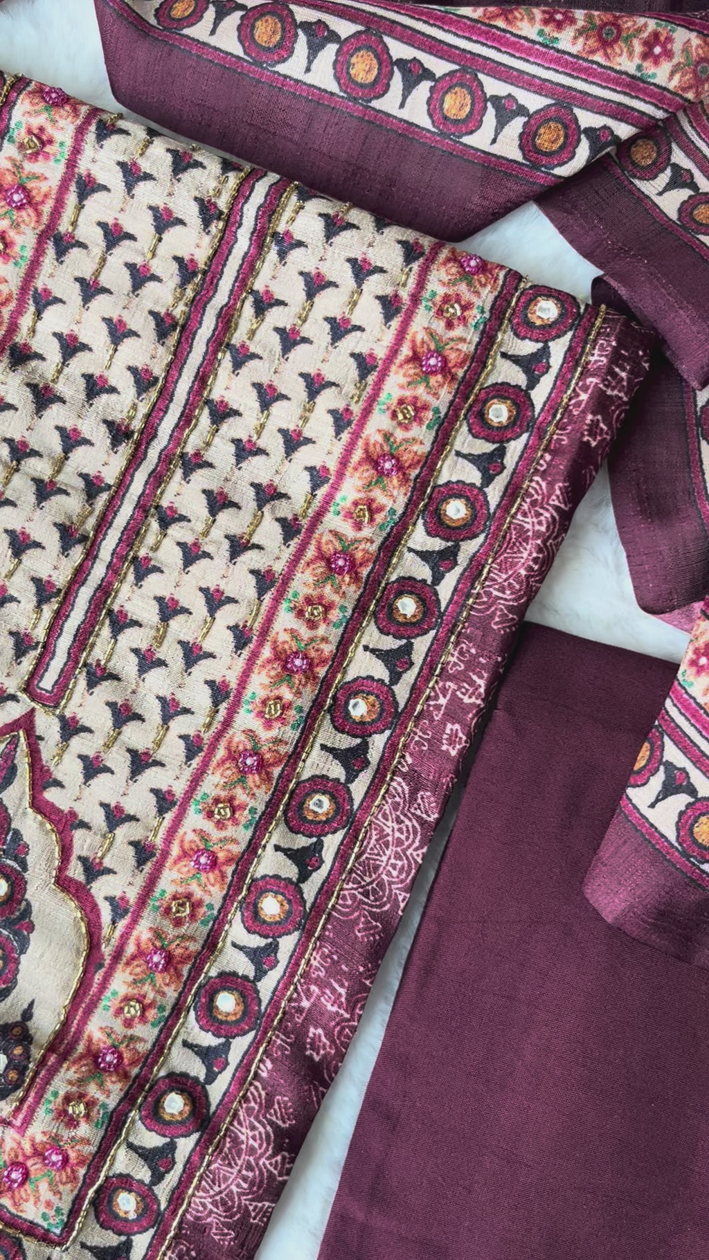 Royal Plum Chanderi Unstitched Suit
