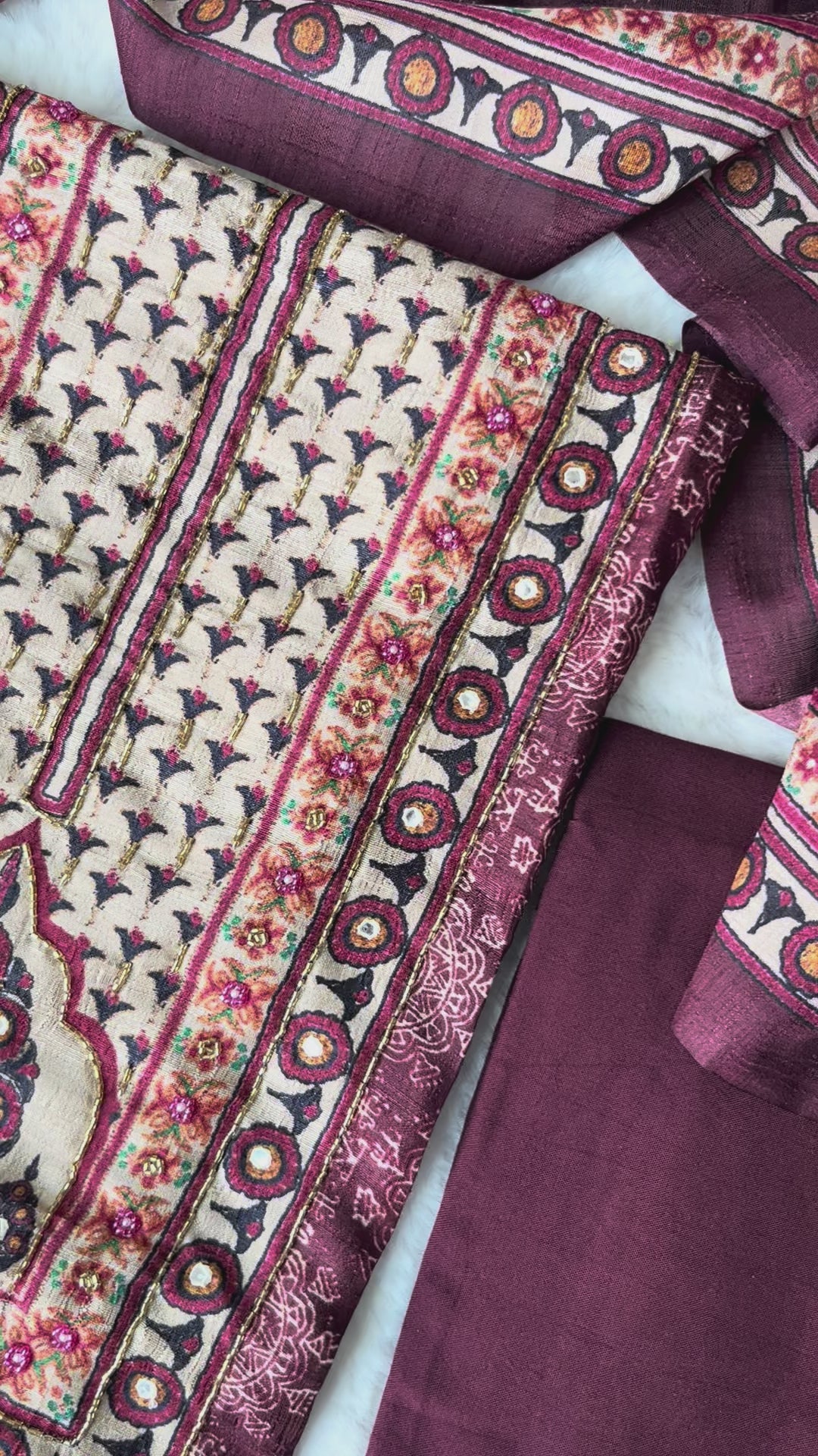 Royal Plum Chanderi Unstitched Suit