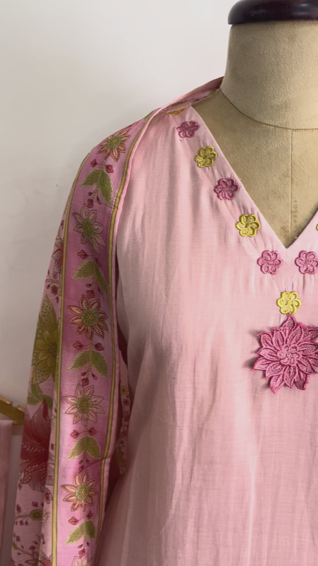Blush pink Mul Chanderi suit